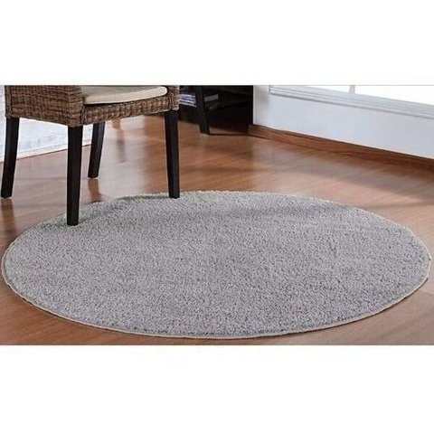Tapete Classic Redondo 1,50m Pelo Médio Cinza