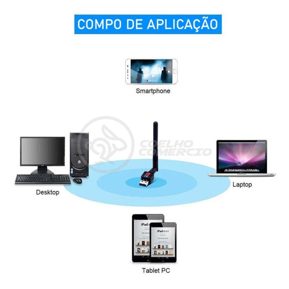 Antena Usb 2.0 Receptor de Wifi Wireless Internet sem Fio 1200mbps 802 ...