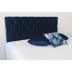 Cabeceiras Estofada Casal 1.40m Painel Cor Azul Marinho Botoes Cor