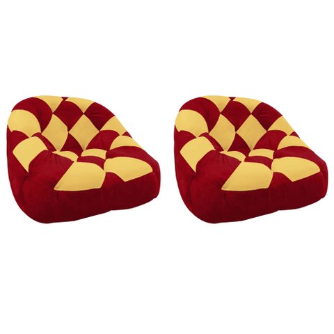 Kit 02 Poltrona Paloma Escritório Sala Pé Plástico Suede Vermelho e Suede Mostarda - Dominic Decor