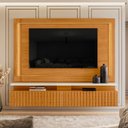 Ver imagem 2 de Home Theater Vicenza para TV 75 Polegadas 216cm MDP Ripado Cinamomo Off White com Fitas de LED Casah