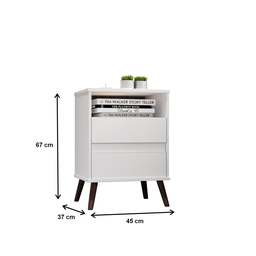 Mesa para Cabeceira com 2 Gaveta e 4 Pés Retrô Paris 67x45cm Branco - 3