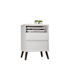 Mesa para Cabeceira com 2 Gaveta e 4 Pés Retrô Paris 67x45cm Branco - 1