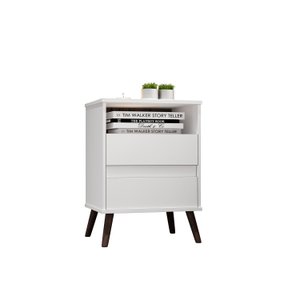 Mesa para Cabeceira com 2 Gaveta e 4 Pés Retrô Paris 67x45cm Branco