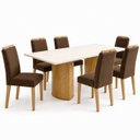 Ver imagem 2 de Conjunto de Mesa 6 Lugares Isla e Cadeiras Lyra em MDF Cinamomo e Off White