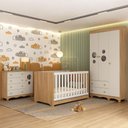 Ver imagem 1 de Quarto de Bebê Completo com Berço Americano 3 em 1 Suspiro Multimóveis Mp4624 Madeirado/off White