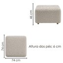 Ver imagem 3 de Kit 2 Puff Modular Block 74x74 cm Pes Madeira Boucle Tce 1018 Moll