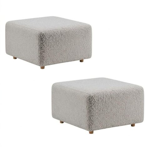 Kit 2 Puff Modular Block 74x74 cm Pes Madeira Boucle Tce 1018 Moll