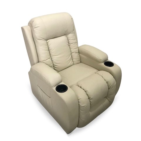 Poltrona Reclinavel com Funço Massagem 8 Pontos Aquecimento Vibração Timer Controle até 110kg Bege