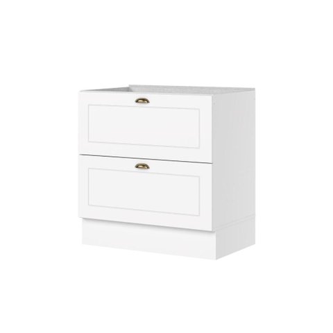 Balcão 80cm com 02 Gavetas Cozinha Americana C371 Branco Hp - Henn