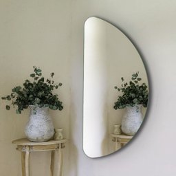 Espelheira Grande Lapidado Decorativo Moderno Meia Lua Banheiro Quarto 100x50cm - 2