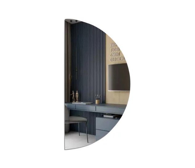 Espelho Grande Lapidado Decorativo Moderno Meia Lua Banheiro Quarto 100x50cm