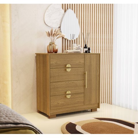 Cômoda Sapateira 4 Gavetas e 1 Porta Nature  – Ilha Bela Vila Rica