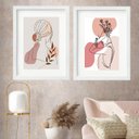 Ver imagem 2 de Kit 2 Quadros Femininos Mulheres - 60x48cm:madeira Branca