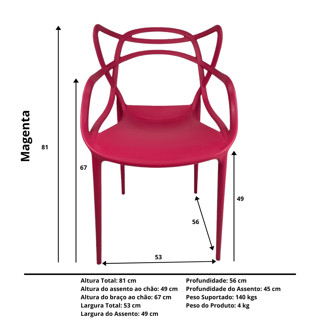 Cadeira Allegra Top Chairs Magenta - kit com 4 - 4