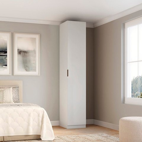 Guarda-roupa Modulado 1 Porta com Prateleiras sem Gavetas com Cabideiro 45cm 100% MDF Clean Altezza