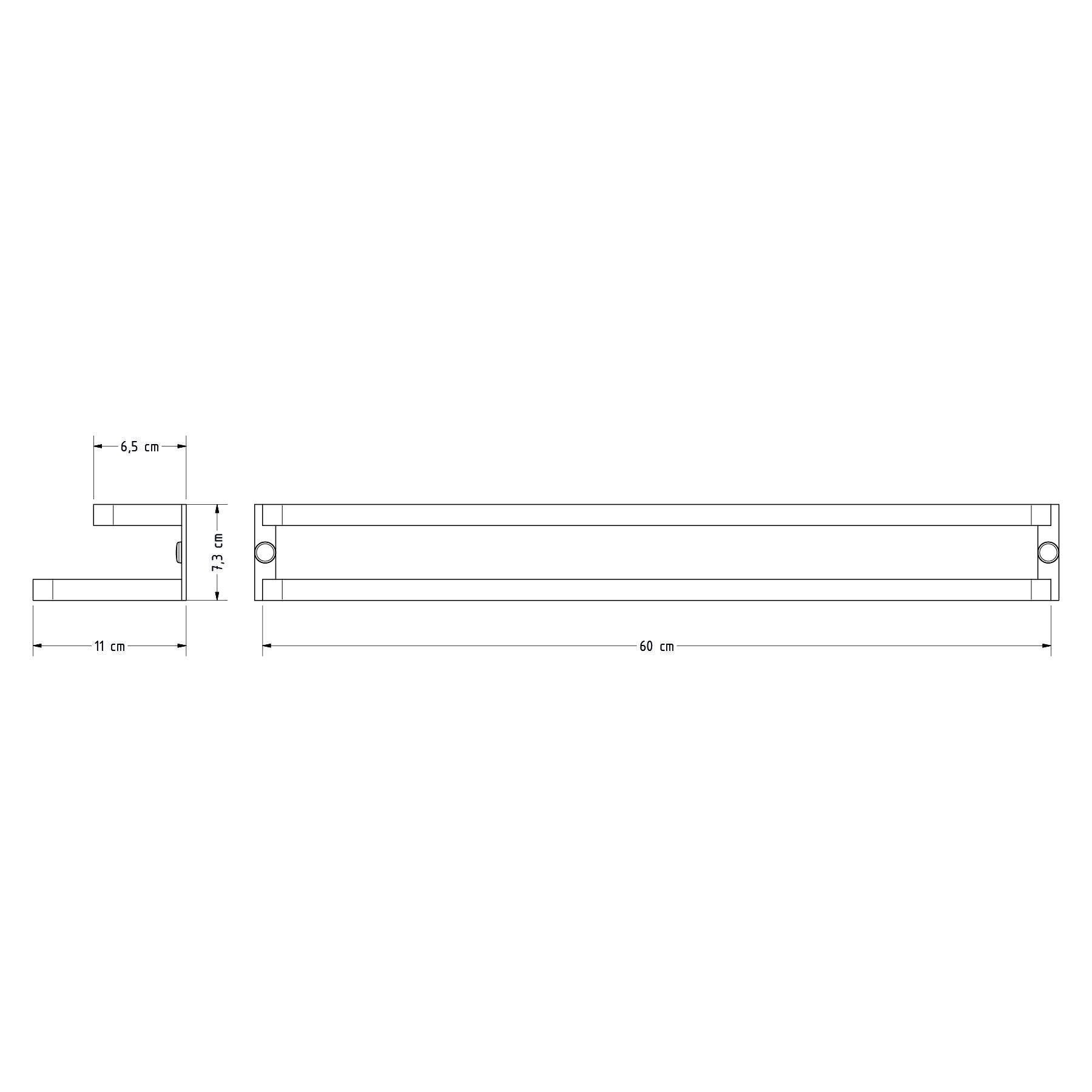 Suporte Porta Toalha Duplo 60cm Toalheiro Preto Aluminio - 3
