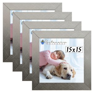 Kit 4 Porta Retrado Molduras 15x15 Prateado