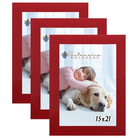 Kit 3 Molduras Porta Retrato 15X21 Vermelho