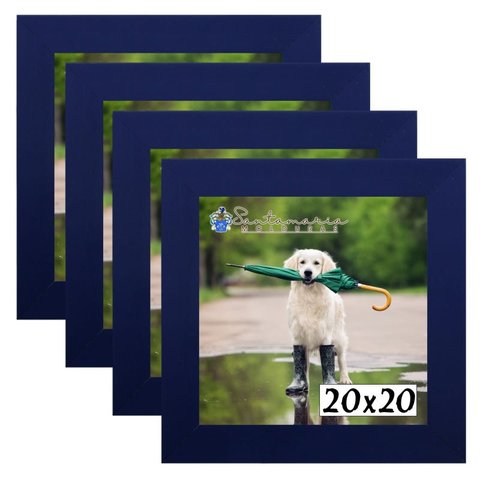 Kit 4 Porta Retrado Molduras 20x20 Azul