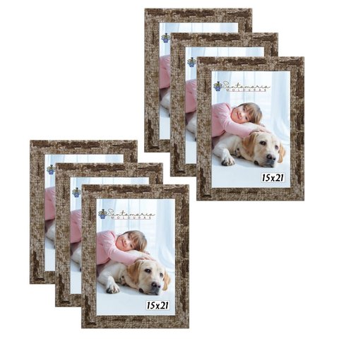 Kit 6 Molduras Porta Retrato 15X21 Marrom