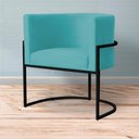 Ver imagem 3 de Kit 2 Poltronas Decorativa Sala de Estar Luana Base Preta Veludo Azul Turquesa - Montanaris Decor Md