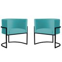 Ver imagem 1 de Kit 2 Poltronas Decorativa Sala de Estar Luana Base Preta Veludo Azul Turquesa - Montanaris Decor Md