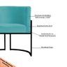 Kit 2 Poltronas Decorativa Sala de Estar Luana Base Preta Veludo Azul Turquesa - Montanaris Decor Md - 5
