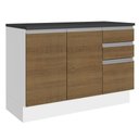 Ver imagem 1 de Balcão de Pia Cozinha 100% Mdf 120 Cm 3 Portas e 2 Gavetas Branco/rustic Acordes Madesa
