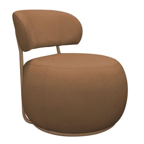 Poltrona Decorativa Greta Base Giratória Ouro Fosco Bouclé Terracota - Nexta Casa