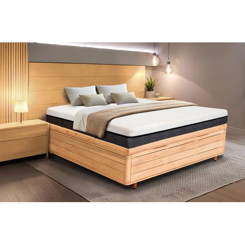 Cama Box Baú Rústica Casal Serenelife - Natural