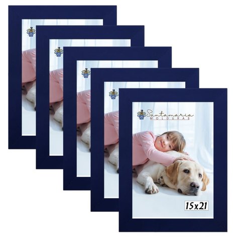 Kit 5 Molduras Porta Retrato 15X21 Azul
