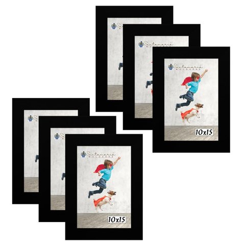 Kit 6 Molduras Porta Retrato 10X15 Preto