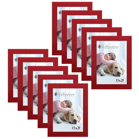 Kit 10 Molduras Porta Retrato 15X21 Vermelho