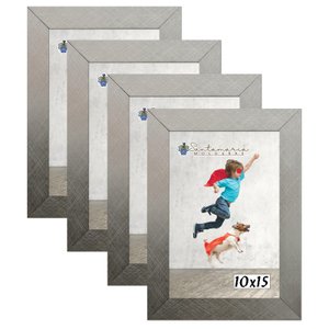 Kit 4 Molduras Porta Retrato 10X15 Prateado