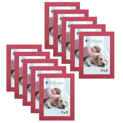 Kit 10 Molduras Porta Retrato 15X21 Rosa