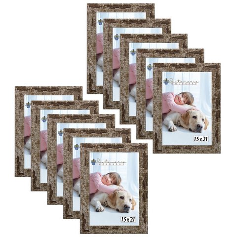 Kit 10 Molduras Porta Retrato 15X21 Marrom