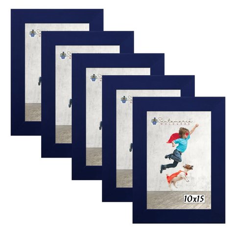 Kit 5 Molduras Porta Retrato 10X15 Azul