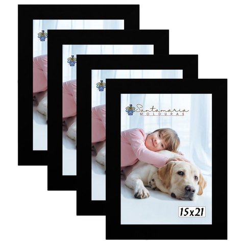 Kit 4 Molduras Porta Retrato 15x21 Preto