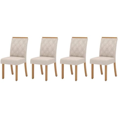 Kit 4 Cadeiras Sala Jantar Vita 4 Un Nature/suede Light Linho - Henn