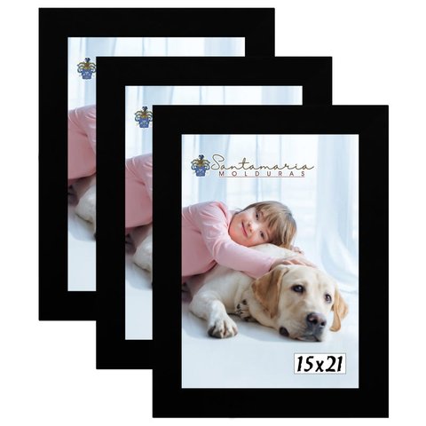 Kit 3 Molduras Porta Retrato 15x21 Preto