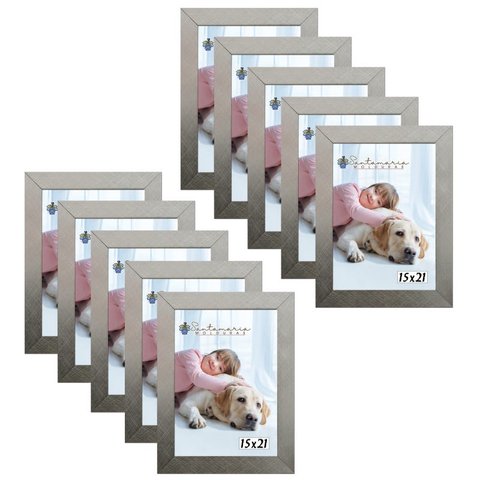 Kit 10 Molduras Porta Retrato 15X21 Prateado