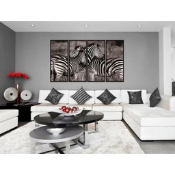 Conjunto de Quadros Decorativos Zebras 160x100cm Kit com 4 Quadros - 2