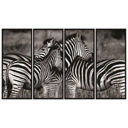 Conjunto de Quadros Decorativos Zebras 160x100cm Kit com 4 Quadros - 1