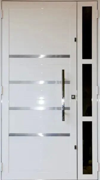 Portas de Alumínio Branco Seteira 210 x 120 com Frisos e Puxadores e Kit Fechadura Esquerda - 1