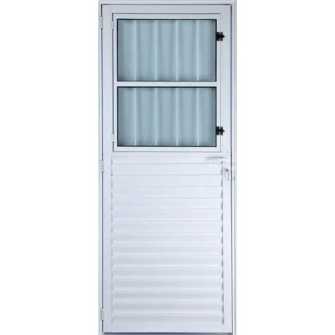 Porta de Aluminio Postigo Esquerda Linha Premium:2,10 X 0,90/branco