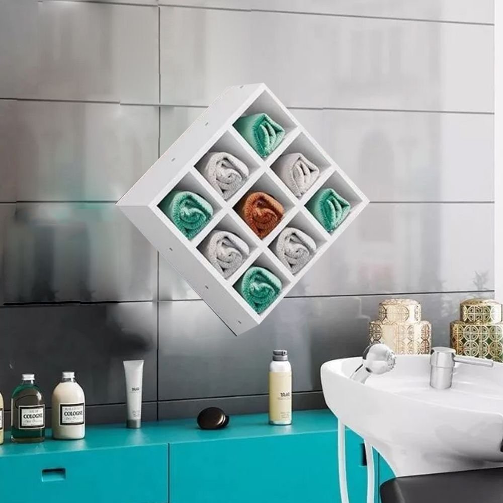 Porta Toalhas 9 Lugares em Mdf Branco [f031] - 5
