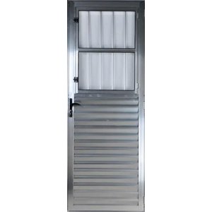 Porta de Aluminio Postigo 210 x 80 Esquerda Vidro Mini Boreal Linha All Soft Cor Brilhante