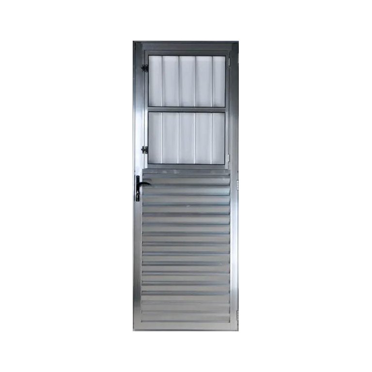 Porta de Aluminio Postigo 210 x 80 Esquerda Vidro Mini Boreal Linha All Soft Cor Brilhante