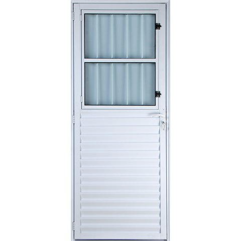 Porta de Alumínio Social Postigo 210 x 80 Esquerda Linha All Modular Cor Branco